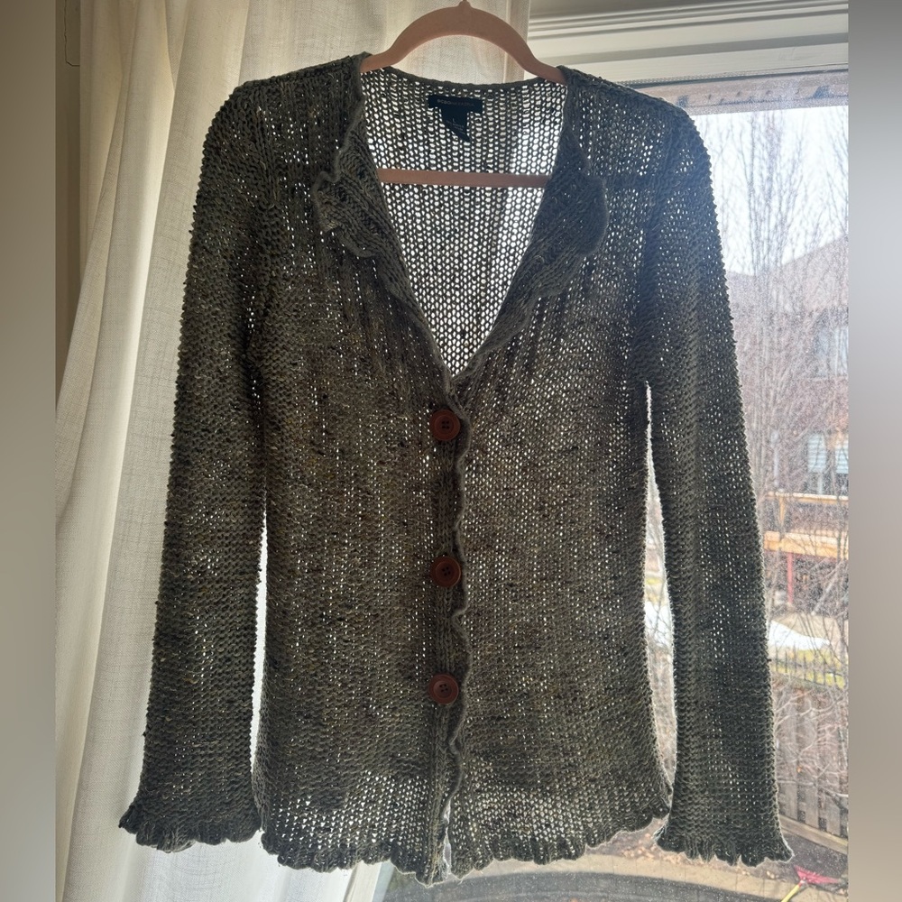 BCBGMAXAZRIA y2k army green knit boho cardigan - Size L